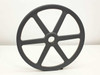 Dodge BK160H split taper V-belt sheave front face isolated on white — 6-spoke light duty cast iron design with center bore