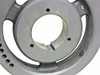 Browning 2TB80 sheave rear hub detail showing QD bushing bore, keyway slot, and set screw holes