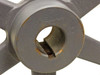 Close-up of Browning AK89X1 hub bore showing keyway slot, Browning brand casting, and light surface rust around bore