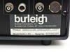 Burleigh RC-46 rear label close-up — shows Burleigh Instruments Inc. Fishers NY address, Product: Spectrum Analyzer Cont., Model No: RC-46, and BNC plus multi-pin connectors