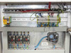 Lanco LTX08 lower electrical panel — terminal block rows, three solid-state relays, KM LINHAGE timer, and hand-written German wiring labels