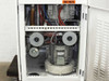 Lanco LTX08 lower cabinet interior open — foil-wrapped desiccant/heat exchanger beds, two C.E.P. ring blower motors, copper coils; blower marked NEW BEARINGS NB 11-10-11