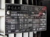 Second C.E.P. blower motor nameplate — Model 3SX4-N1M4, 3-phase, 230/400V 50Hz 2800 RPM 1.1kW, 265/460V 60Hz 3300 RPM 1.3kW, IP55, Made in Italy
