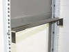 Nimbus NSD360-3 close-up of stainless steel adjustable shelf bracket seated in rack rail slots