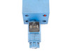 Moog D661Z274XX valve — DIN solenoid connector closeup showing cosmetic stress cracking on the connector body housing