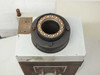 Close-up top view of large-bore spindle bearing housing on column top showing ball bearing ring and bronze race