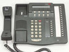 Lucent 6424D+ front view with handset off cradle showing full keypad, navigation keys, and 24 programmable buttons with blank label strip