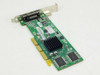 ATI Rage 128 Ultra 109-81100-01 AGP graphics card angled rear view showing DVI port and AGP edge connector