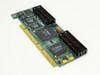 3ware Escalade 7500-4LP RAID controller card – reverse angled top view showing PCI edge connector, ISSI memory chips, and 3ware controller ICs
