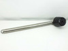 Mann C1337 air filter housing assembly — full length side view showing stainless steel adjustable pole with black filter housing cap attached