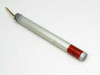 Patlite MT Signal Tower with red lens — front angled view showing slim cylindrical aluminum body with mounting stud