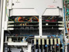 Tektronix 7912AD — interior close-up of secondary board section showing smaller card stacks with multicolor ribbon and wire harnesses