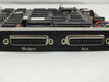 Close-up of Wyse 990133-01 front bracket showing Modem and Aux DB-25 female connectors