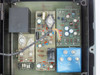 Foxboro E99-FAIN pH Transmitter – close-up of interior PCBs showing analog components, transistors, capacitors, and blue SH.1/SOL/GND/SH.2 terminal block