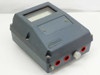 Foxboro E99-FAIN pH Transmitter – front-left view showing gray enclosure, analog pH meter face, and red banana jack connections