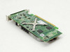 ATI Radeon X2400 video card — PCB underside view showing GPU die, memory chips, and heatsink mounting hardware