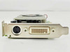 ATI Radeon X2400 low profile bracket close-up showing DMS-59 female connector and S-Video (9-pin mini-DIN) port