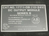 Allen-Bradley 1771-OB 1771-OB label closeup – CAT NO 1771-OB (12-24V) DC Output Module Series B, max 192 VA, Allen-Bradley Co., UL listed, Made in USA