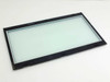 Richards D28609-1 Glass Stage Assembly – angled top view showing frosted glass surface and black mounting frame with corner screw holes