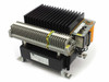 J. Schneider NGDS 2425-930818T3 AC-DC transformer front-left view showing large heatsink, terminal blocks, and transformer core on DIN-rail base