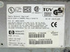 HP C1523E JetStore 2000 bottom label showing model number, serial number, input voltage 100-240V AC, frequency 50-60 Hz, max current 0.5A, UL/CSA/TÜV/CE certifications, and Made in UK marking