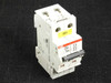 ABB S282 Z16 2-Pole Circuit Breaker front view with yellow F011 asset tag on top