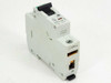 Eaton Moller FAZ-C10/1 1-pole 10A DIN rail circuit breaker – front-left angle view showing toggle handle and terminal