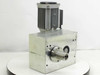 TaktOMat XP 80 indexing gearbox with Sigl GmbH D63 A4 B14 motor — rear three-quarter view showing aluminum housing and dual output shaft face