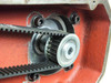 Close-up of toothed drive sprocket and HTD timing belt on HC0110S servo module