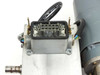 Heavy-duty multi-pin industrial connector on top of the Taktomat IP 80 E indexing drive housing with wiring harness