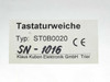 Klaus Kubon Tastaturweiche ST0B0020 — close-up of identification label showing model ST0B0020, CE mark, and manufacturer Klaus Kubon Elektronik GmbH Trier