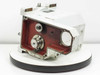 Singulus TC3-5--03 Synchronous Server Module – right-side view showing internal gear cavity with spur gear and timing gear visible, red-painted interior