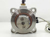 SMC CDQ2KB80-UIA980 – front piston face view showing circular O-ring seal, mounting holes, and two internal ports