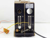 Gould 11-4123-01 DC Amplifier — rear panel view showing both terminal blocks, circular connector, rating plate, and attached lead wires