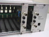 NVT 518AR cards installed in NVT rackmount chassis alongside Power Module — showing multiple 518AR cards and Network Video Technologies branding on power module faceplate