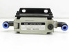 SMC NZFA200-T02 Suction Filter front face view showing label, model designation, and lateral push-in pneumatic fittings