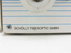 Close-up of Schölly Fiberoptic GmbH manufacturer name printed on side of Flexilux 600 housing