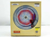 Honeywell 31061222-001 chart recorder front three-quarter view showing circular chart, two recording pens, and keyed door lock