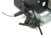 Festo IFB8-02 interface unit side and pneumatic manifold port cluster close-up showing multiple push-in tube fittings and wiring connections