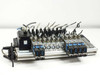 Festo IFB8-02 bus interface unit with full solenoid valve manifold assembly — angled front-left overview showing all valves and pneumatic fittings