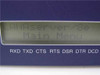 LANAserver/8e front-panel LCD showing Main Menu screen with RXD TXD CTS RTS DSR DTR DCD signal labels below