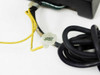 Modified lamp plug output connector on Bausch & Lomb 31-35-28 — close-up of clear plastic connector with yellow lead wire showing the modified bulb socket connection