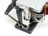 Steag Firstlight heating element — close-up of right-side lifting bar arm, spring assembly, and aluminum platen edge