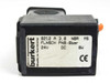Burkert 0212 A 3.0 NBR MS flanged solenoid valve – label closeup showing model number, 24V DC, 8W, PN0-6bar, Made in Germany, CE mark