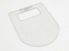 DMS Clean Room Products static dissipative clear microscope sneeze guard — front face view showing rectangular cutout and DMS label