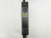 Omron E3X-A11 front label showing model, STAB and LIGHT indicators, wire color wiring diagram, Made in Japan