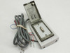 DB-15 locking access panel cover with flip lid open revealing female DB-15 connector inside; interior lid shows printed installation diagram text