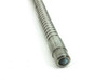 Close-up of input tip end on second unit showing bare stainless ferrule end with fiber bundle face and some debris/discoloration at tip opening