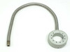 Fiberoptic Specialties 12-port fiber optic ring light guide — full assembly showing stainless steel armored flex cable and aluminum ring mount
