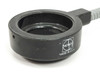 Volpi fiber optic ring light — side view of objective ring mount with Volpi logo and 'Made in U.S.A.' label visible on housing